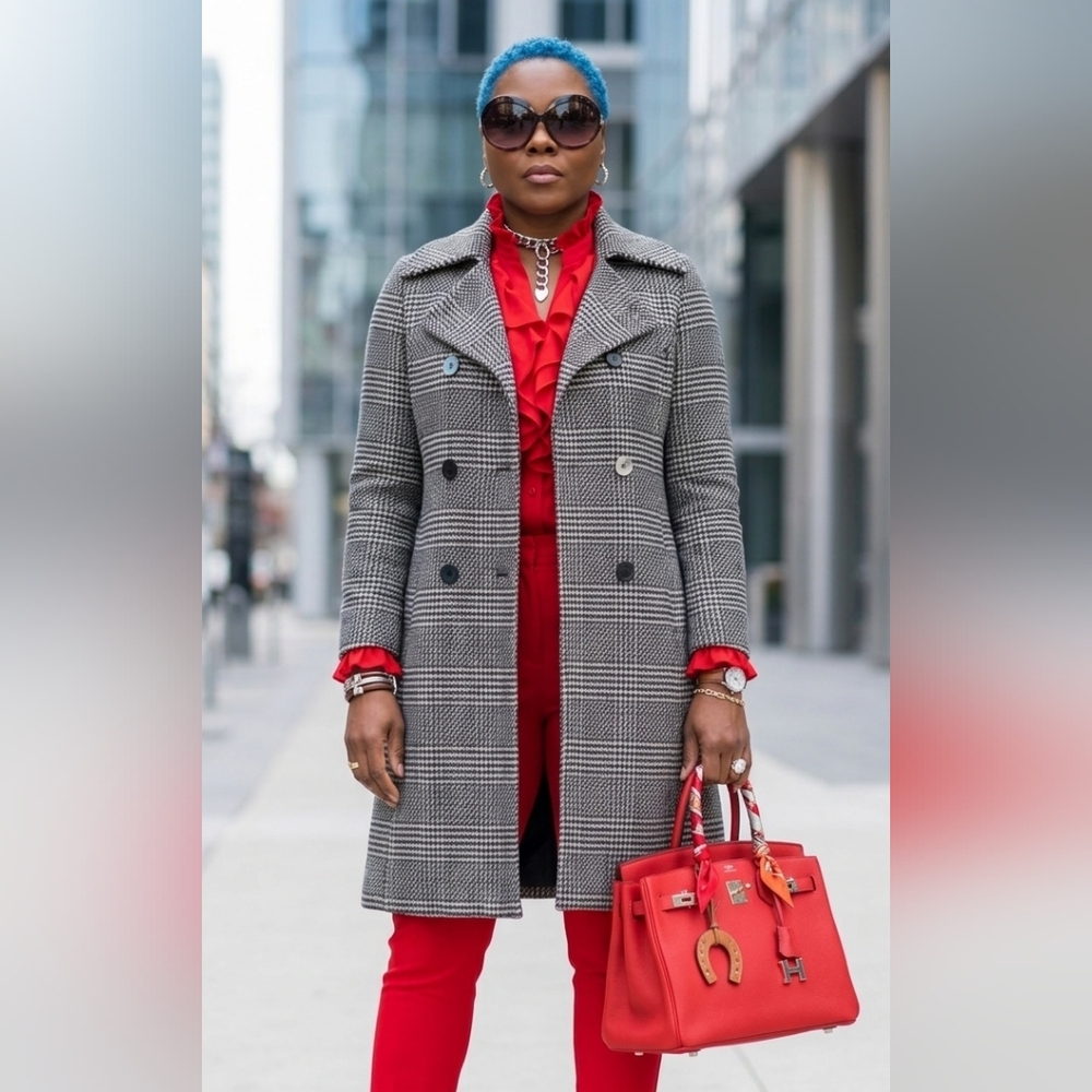 TULLE Long Plaid Coat (NWT)